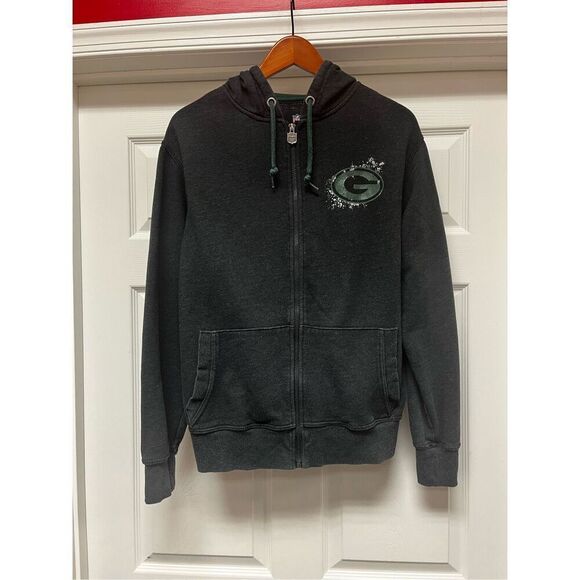 Green Bay Packers NFL Full Zip Paint Splatter Logo Full Zip Hoodie Sweatshirt sz - Picture 1 of 7